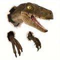 3D Broken Wall Dinosaur Head Decor Realistic Velociraptor Mount