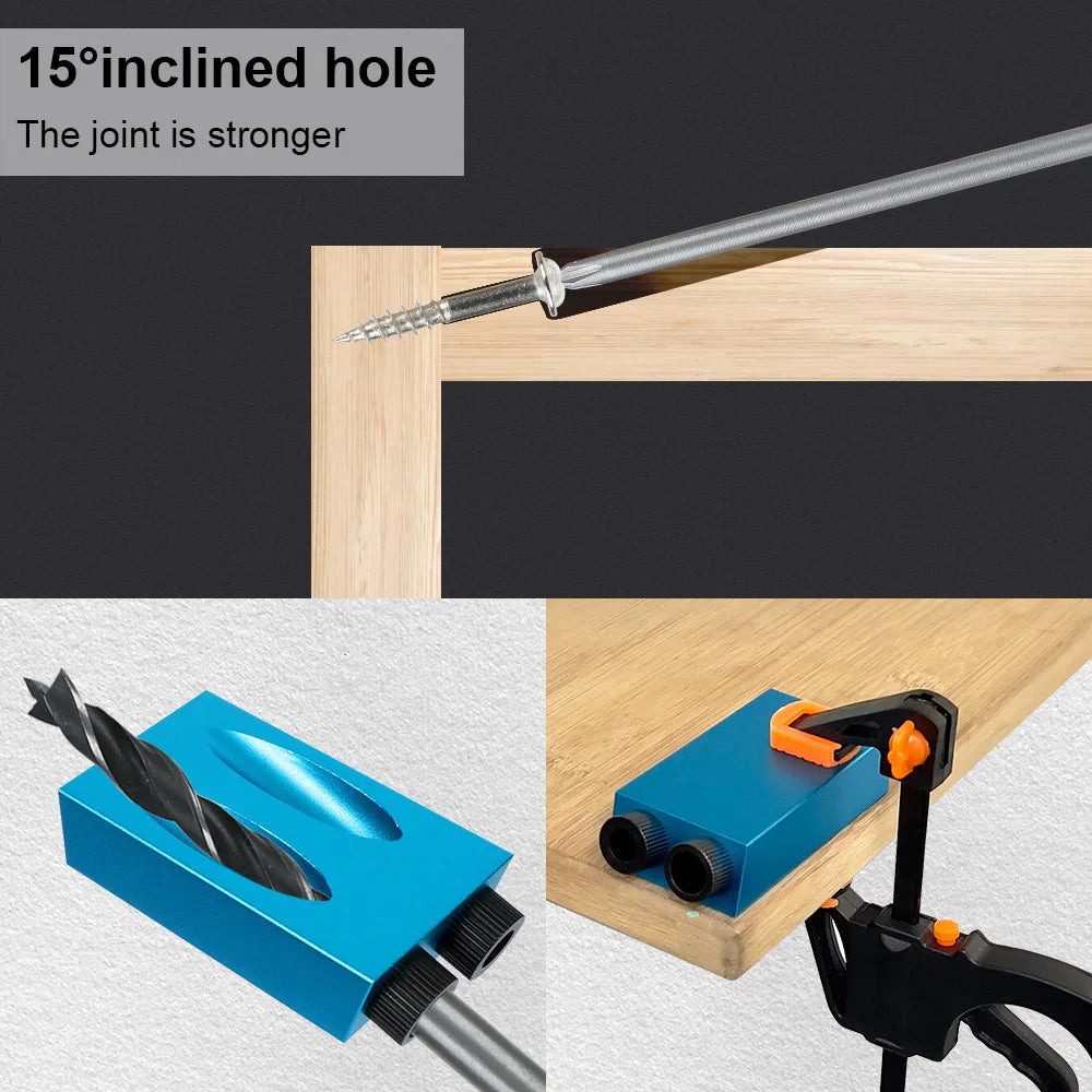 7 14 Hole Puncher Woodworking Drilling Guide Locator Drill Bit 15