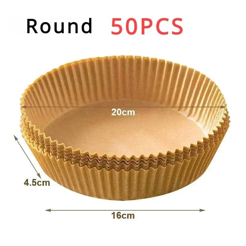 Air Fryer Disposable Paper Parchment Wood Pulp Steamer Cheesecake Air Fryer Accessories Baking Paper for Air Fryer Zpaxo Round-50pcs