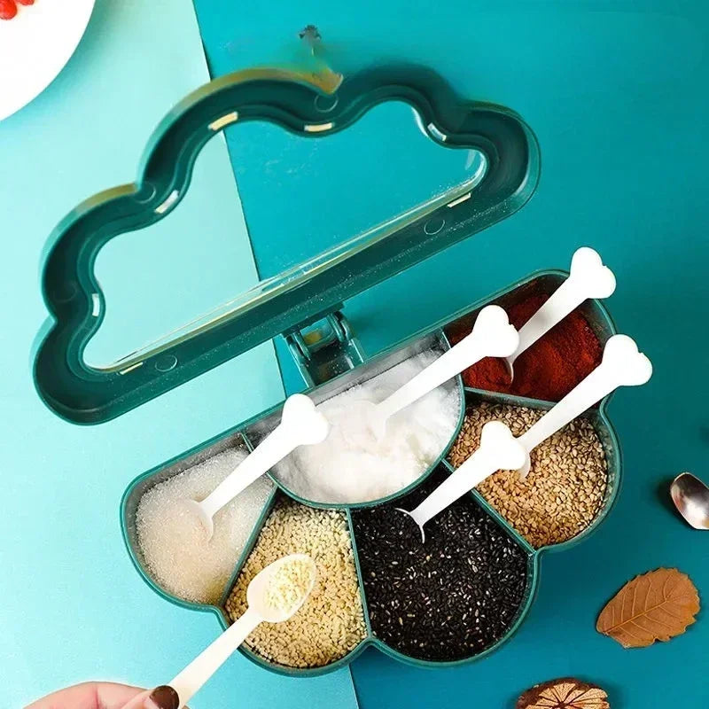 Kitchen 6-in-1 Seasoning Box Set Pepper Sugar Bowl Salt Spices Stirring Storage Jars Gadget Accessories Condiment Container Jar Zpaxo
