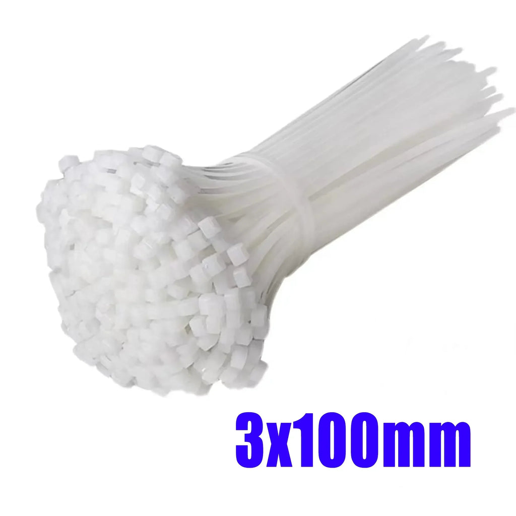 Cable Tie Cable Binder Plastic Ties Outdoor Resistant Zip Ties Multi-Purpose Self-Locking Wraps Management Bundles Zpaxo White-3x100mm 400pcs