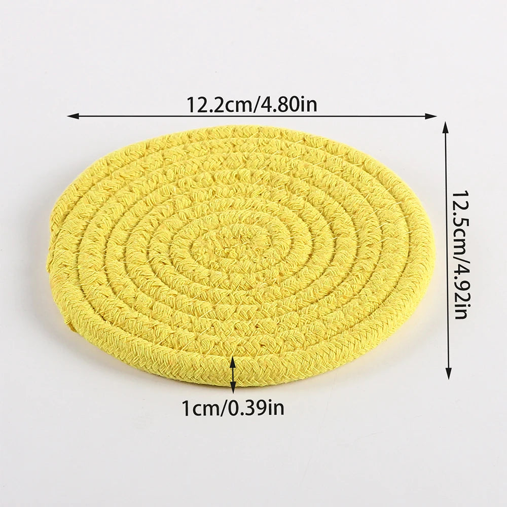 1PC Cotton Thread Cup Mat 12cm Round Coaster Knitting Table Mat Pot Holder Coffee Drink Tea Cup Woven Anti-Scalding Mat Zpaxo A