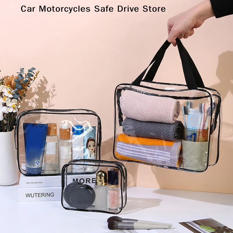 Waterproof Zippered Toy Storage Bag Transparent PVC Travel Pouch Sand
