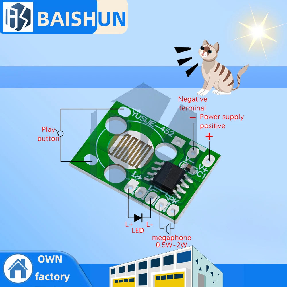 Sound Module Trigger Cat Animals Barking Music Chip 3V-4 5V Yelp Zpaxo