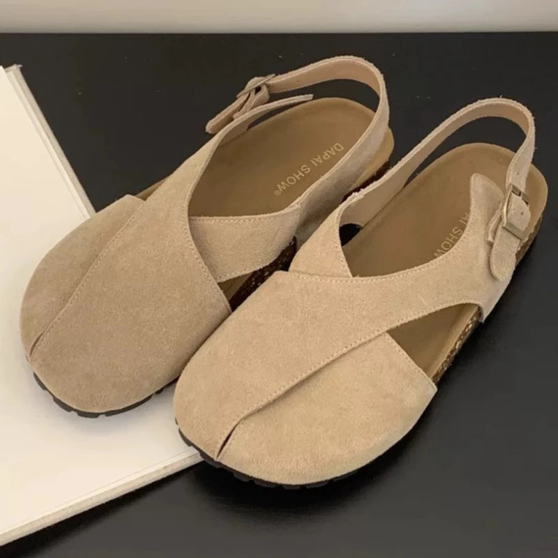 Round Closed Toe Women's Vintage Comfortable Hollow Out Breathable Zpaxo