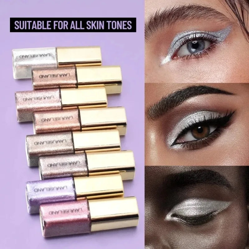 Pearly Liquid Eyeshadow Natural Smokey Silver Shimmer Glitter Diamond