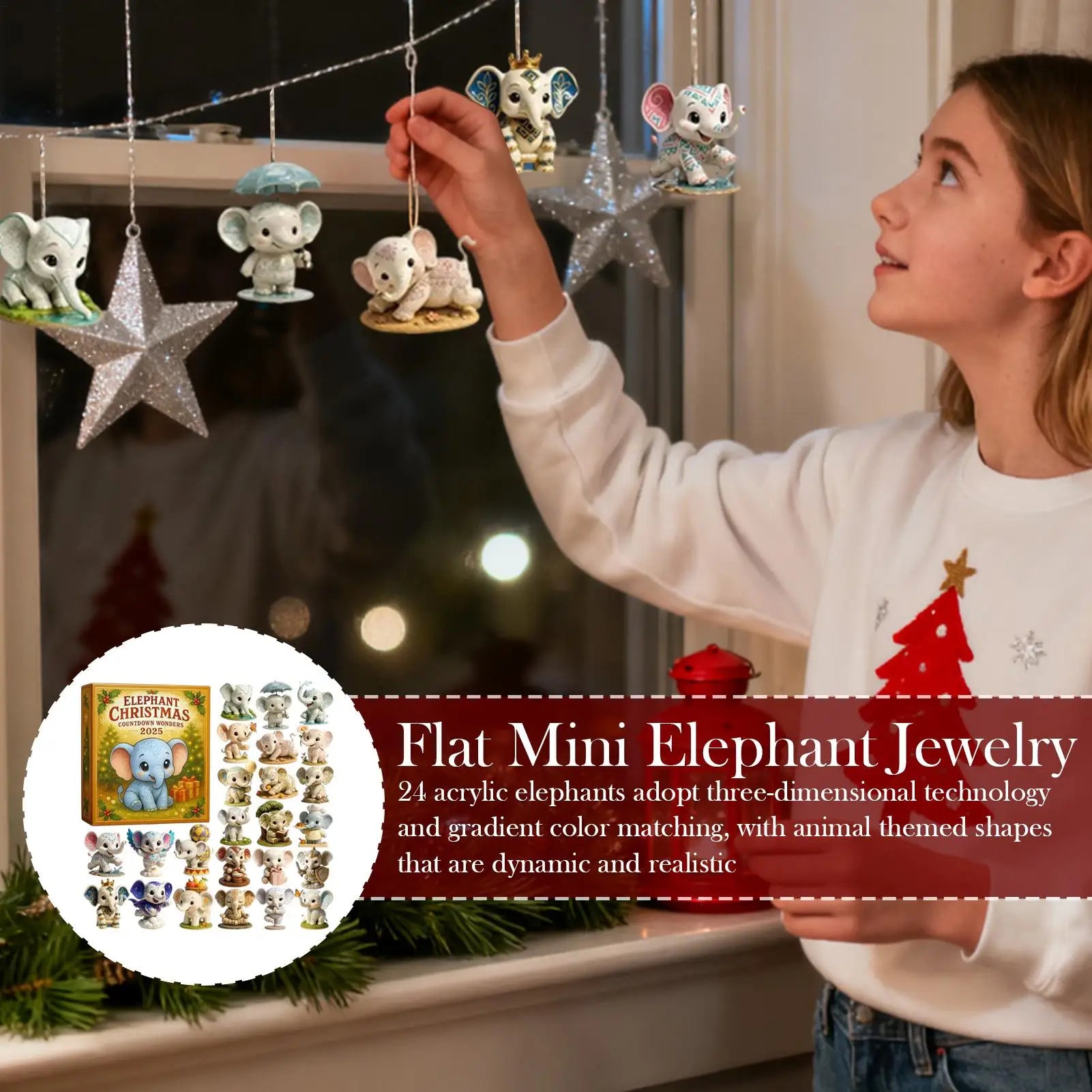 Christmas Countdown Calendar 24 Days 2D Acrylic Elephant Design