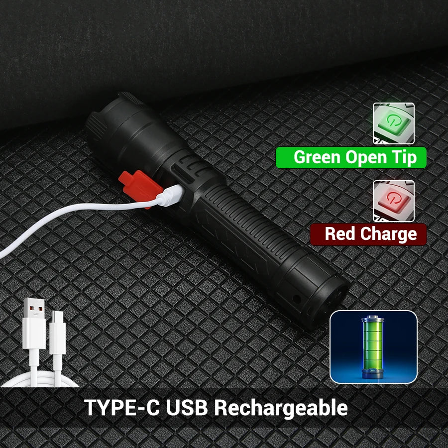 2000 Lumen USB-C Rechargeable LED Flashlight – Zoom Torch
