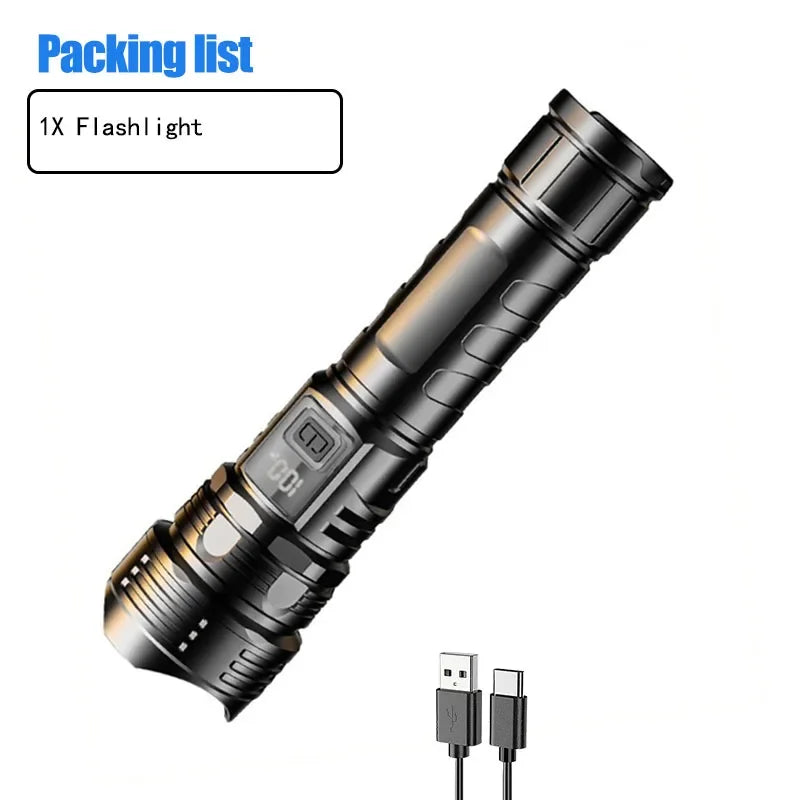 KDULIT 1200LM Zoomable LED Flashlight – USB-C Rechargeable, 6 Modes
