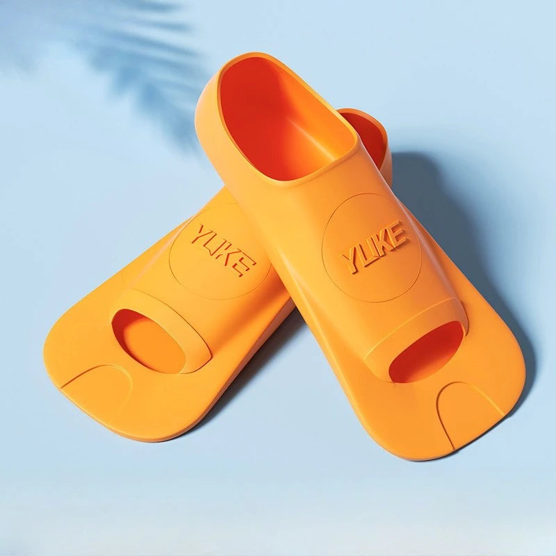 Swimming Fins Men's and Women's Freestyle Children's Silicone Short Adult Lightweight Professional Diving Training Equipment Zpaxo Vitality Orange XXS