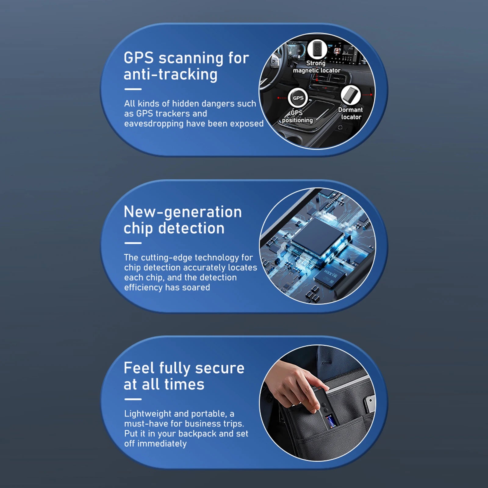 GPS Tracker Detector 5 Levels Sensitivity Portable Bug Device Locator