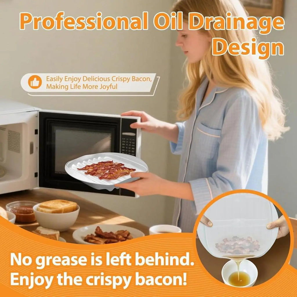 Bacon Microwave Tray Non-Sticky Kitchen Gadgets Bacon Cooker for Microwave Oven for Pizza Meat Hot Dogs Sausage Tacos Meal Prep Zpaxo