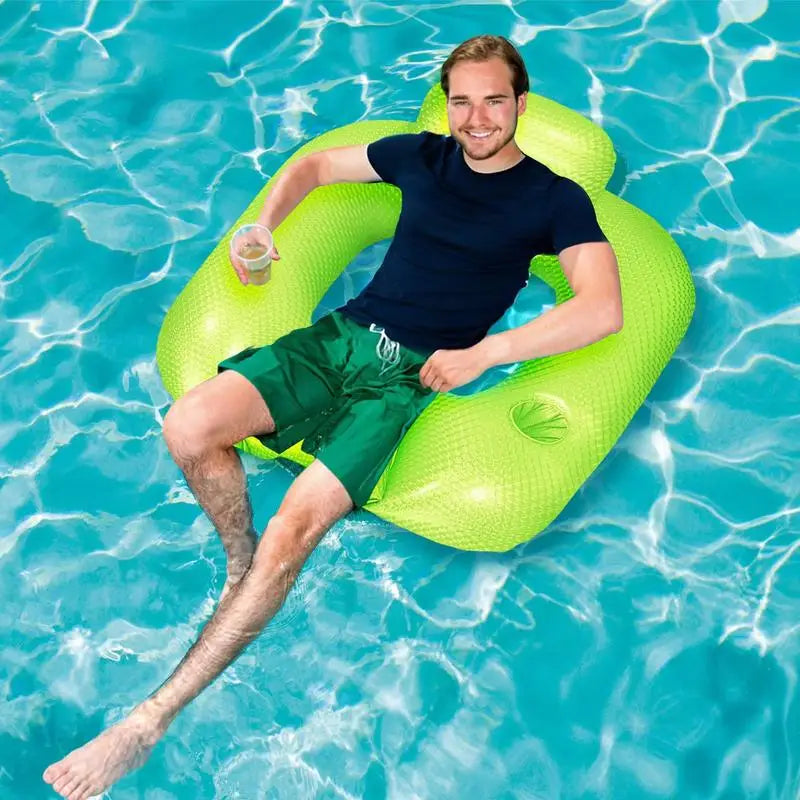 Pool Lounger Float Swimming Inflatable Relaxing Bed Backrest Weather Zpaxo