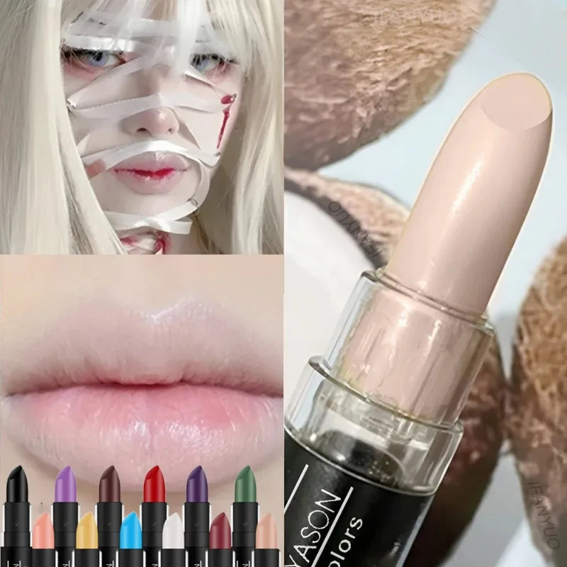 12 Colors Nude Lipstick Matte Velvety Vampire Makeup Punk Black Lip