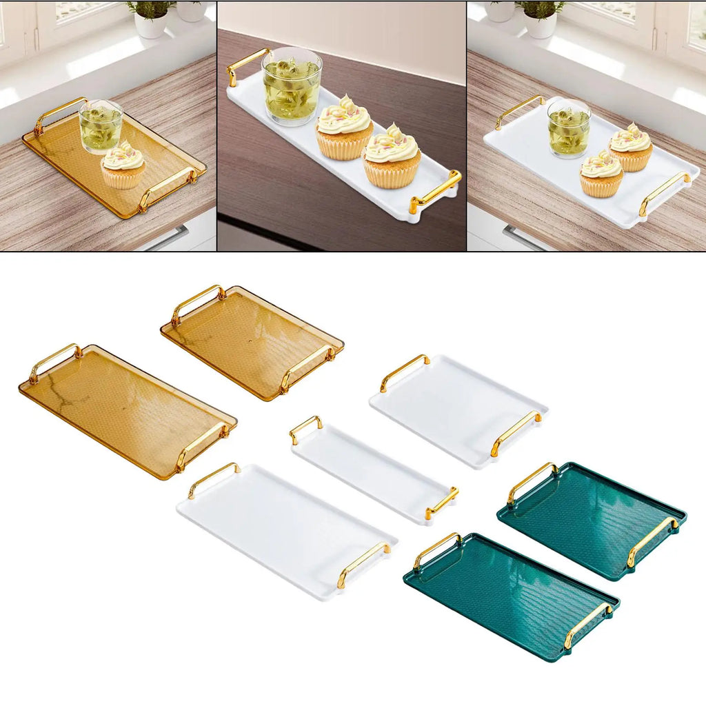 Rectangular Serving Tray with Handles – Vanity & Kitchen Platter Serving Tray Zpaxo