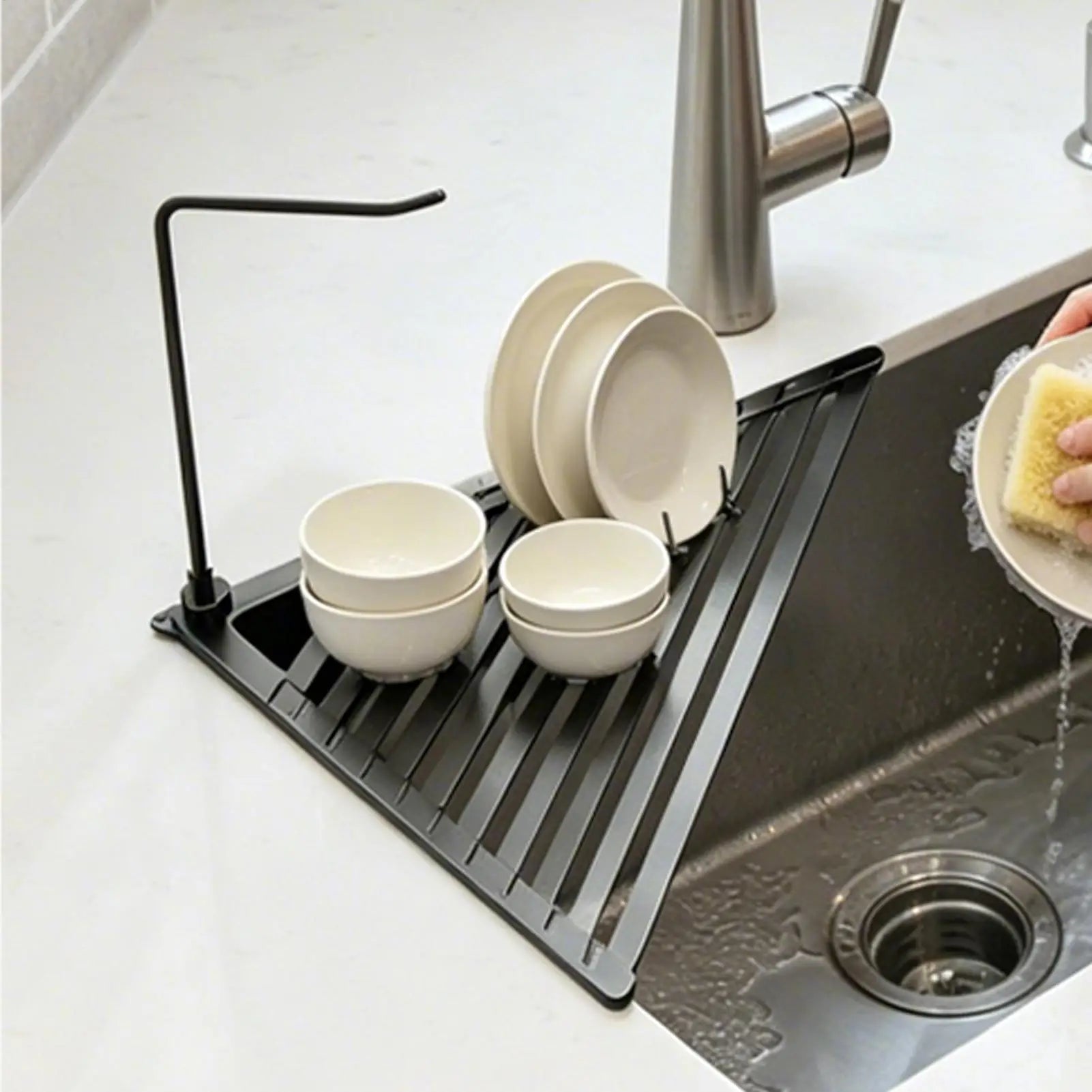 Dish Rack Foldable Metal Triangle Rustproof Stand Drainers Sink