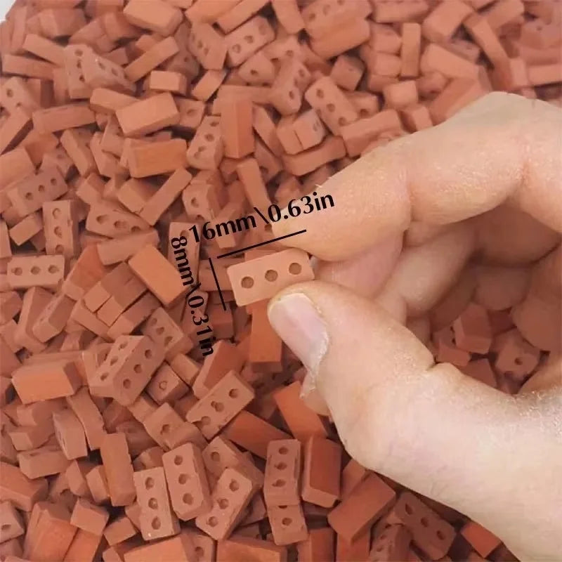 Mini Three-Hole Brick 200/50pcs -DIY Miniature Brick Building Realistic Fake Bricks for Fairy Garden Construction, Decorations Zpaxo 50PCS With holds