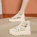 2026 Women's Round Open Toe Hollow Out Double Buckle Strap Back Zpaxo Beige 36