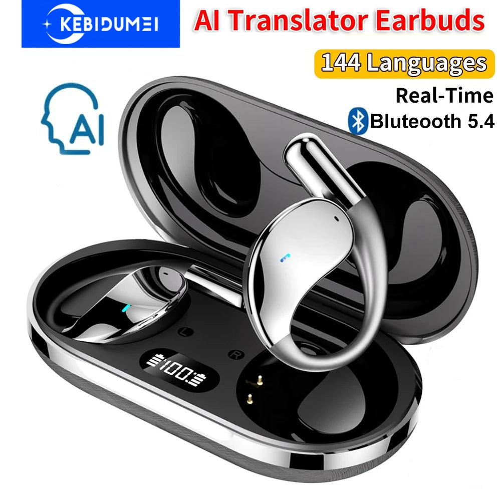 Bluetooth 5 4 AI Translation Earphones Real Time Support 144 Language