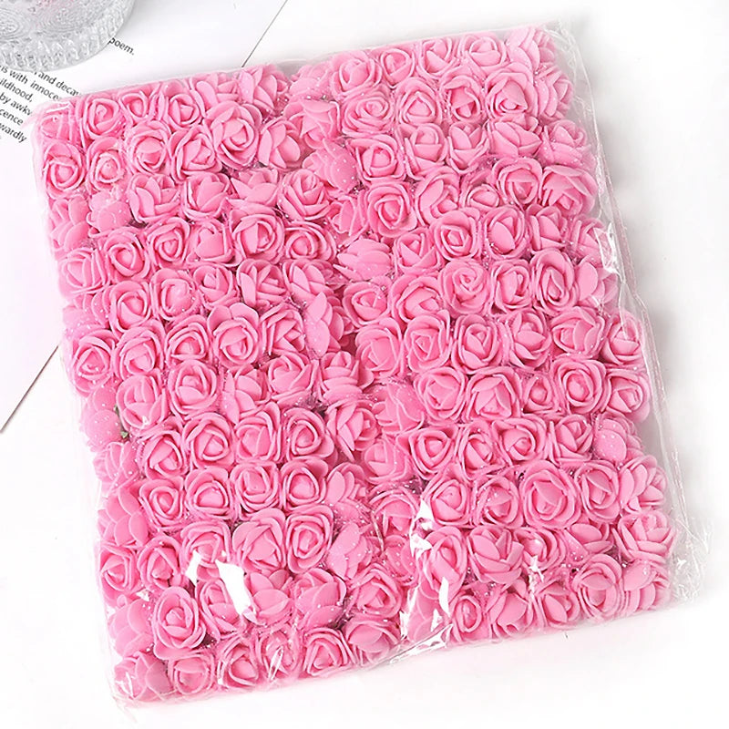 Mini Foam Rose Flower Bouquet Artificial Roses Wedding Party Zpaxo Pink