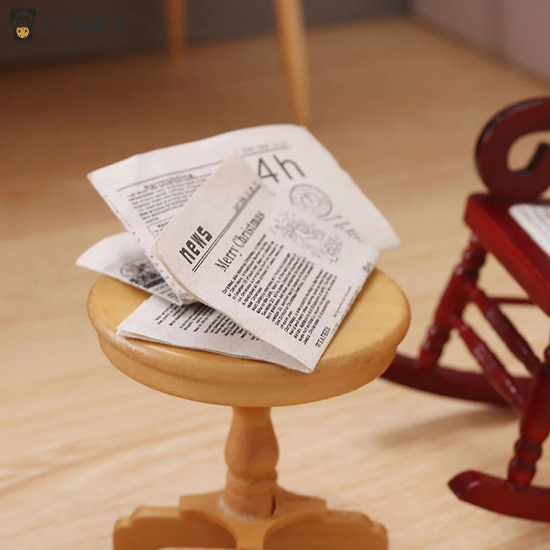 ▶1/12 Dollhouse Miniature Retro Newspaper Set Simulation Model Toys Home Furniture Accessories Zpaxo
