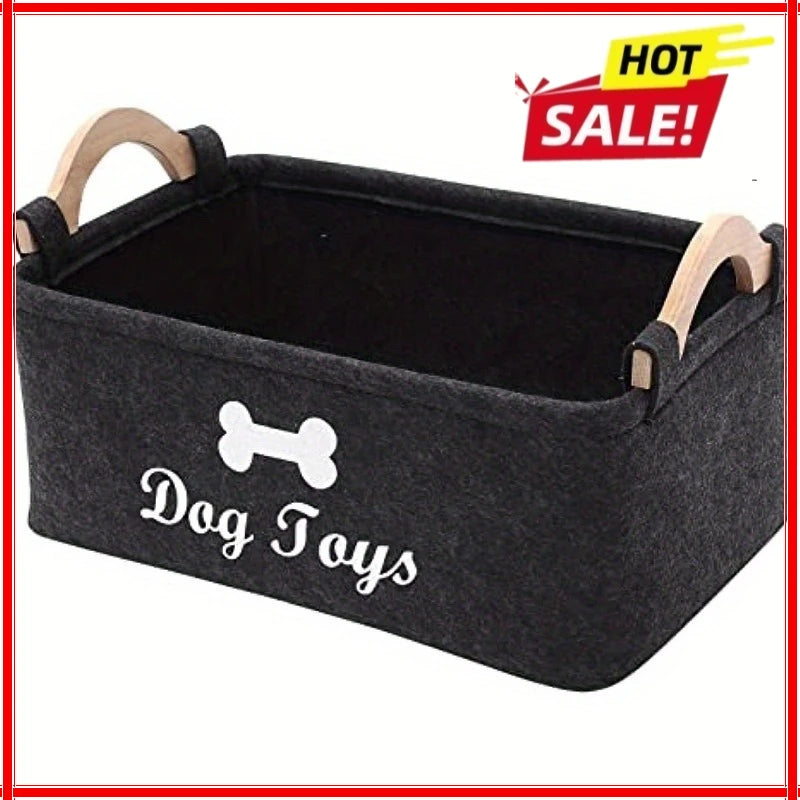 Felt Pet Toy Box, Dog Toy Box, Storage Basket Chest Organizer For Organizing Pet Toys, Blankets, Leashes And Food Zpaxo