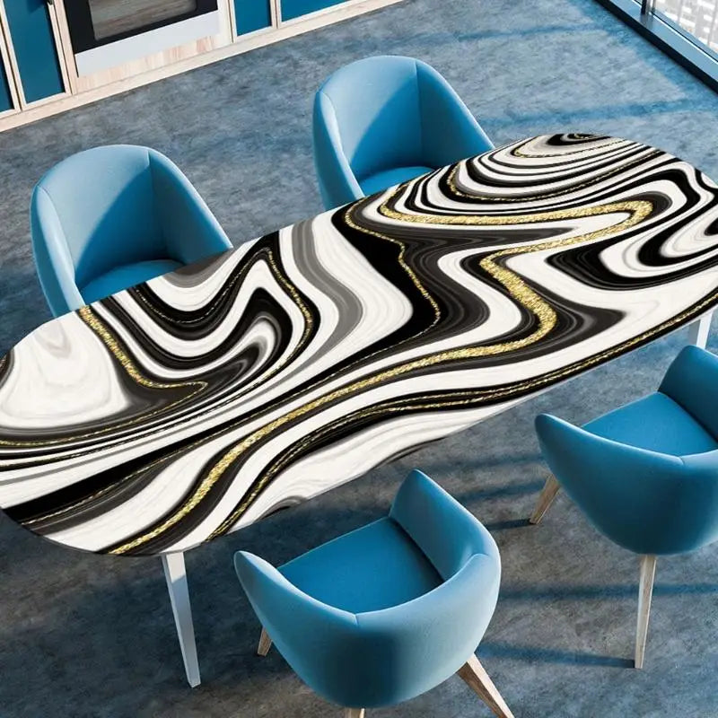 Modern Marble Plan Impermeable Ellipsoidal Tablecloth Permanent