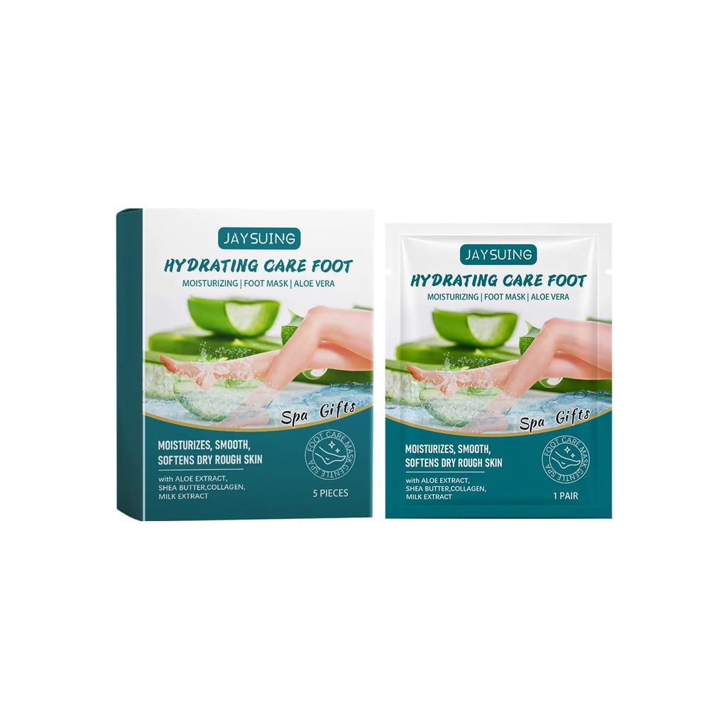 Jaysuing Exfoliating Foot Mask – Remove Dead Skin & Moisturize (5pcs) Foot Peel Mask Zpaxo Aloe vera 5pcs