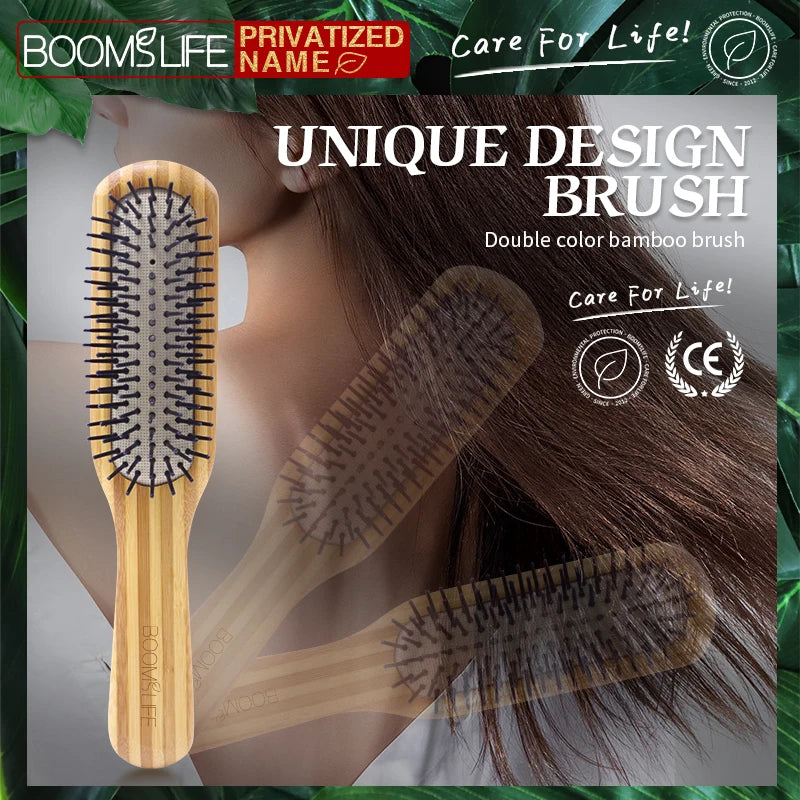 Custom Name Bamboo Hair Brush Women Mini Bamboo Comb Paddle Detangling HairBrush with Nylon Pins Wood Comb Brosse Cheveux Femme Zpaxo