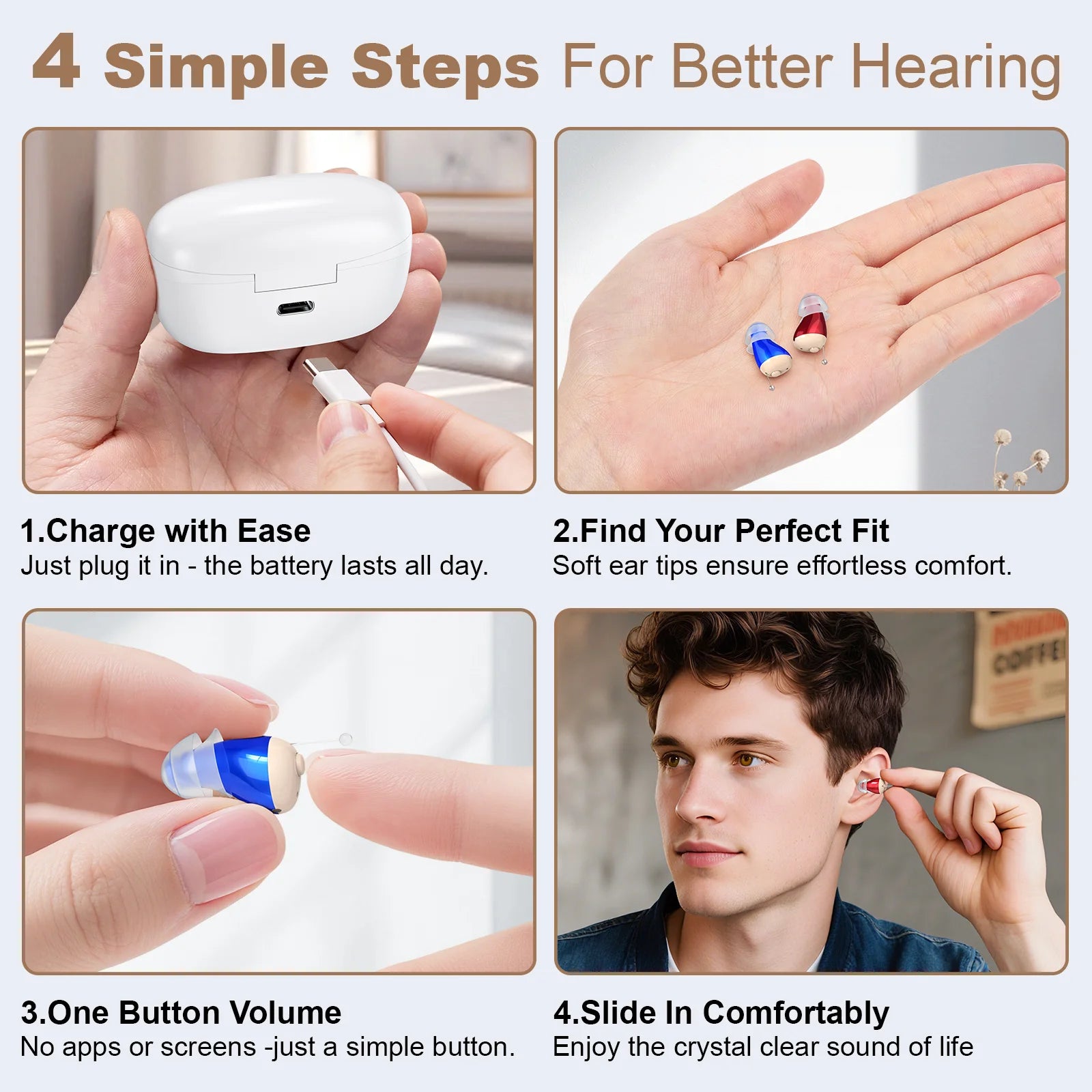 Hearing Amplifiers Earbud Digital In-ear Enhancer Sound Voice