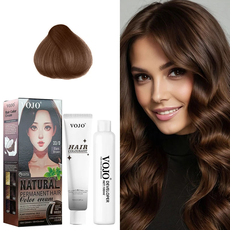 Semi-Permanent Hair Dye,100ml and 100ml Coloring Agent,Easy to Apply,Hair Coloring Unisex Natural Hair Cream for All Hair Types Zpaxo Dark brown