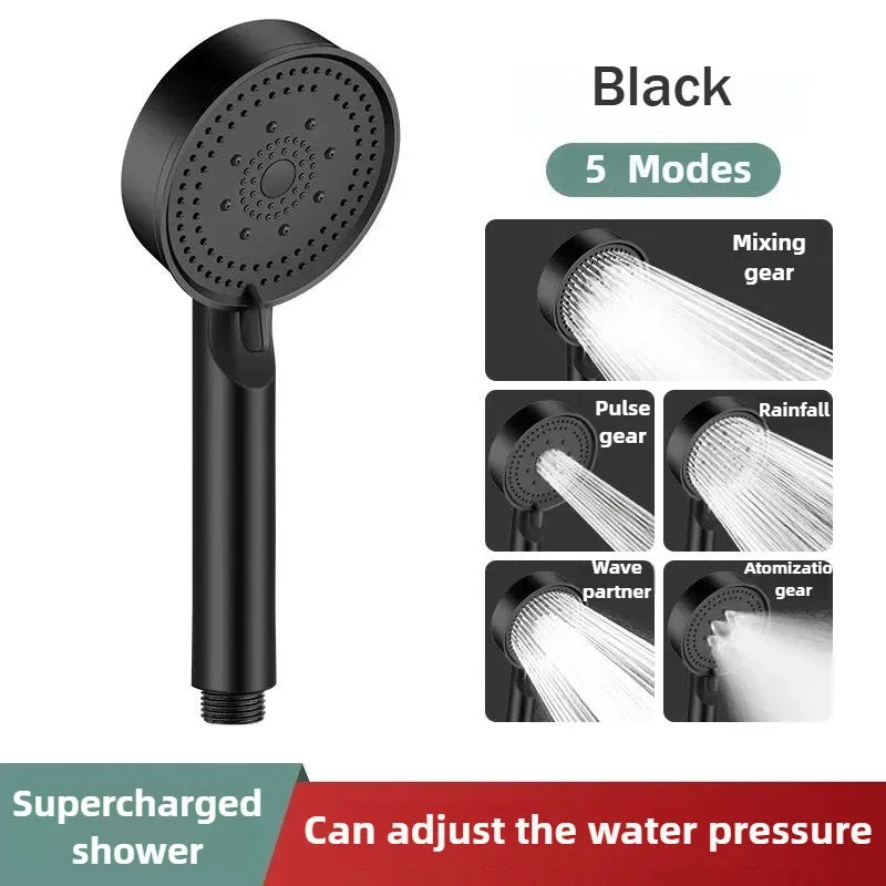 5 Modes Pressure Boost Shower Head Multifunction Adjustable Large Water Shower Nozzle Massage Bathroom Accessory Rain Shower Zpaxo Shower head