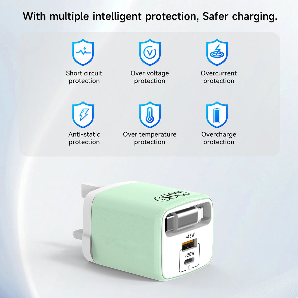 65W PD USB-C Charger & Retractable Cable – Quick Charge 3.0 USB-C Wall Charger Zpaxo