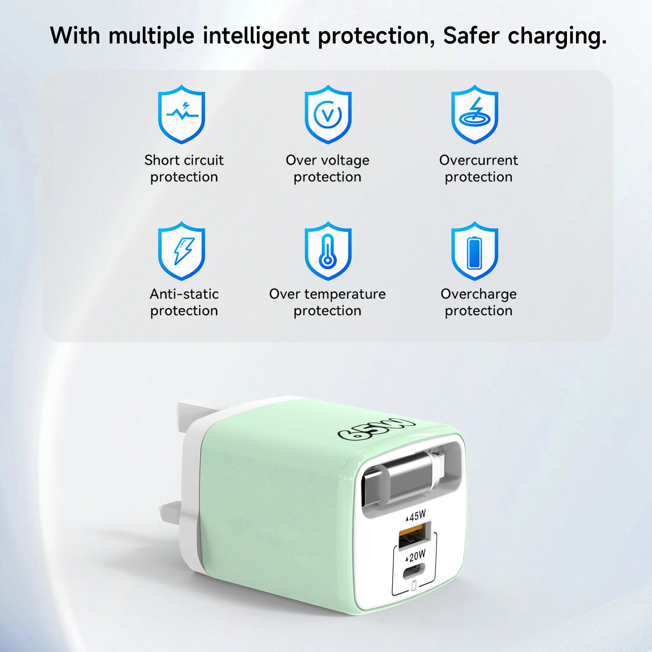 65W PD USB-C Charger & Retractable Cable – Quick Charge 3.0 USB-C Wall Charger Zpaxo