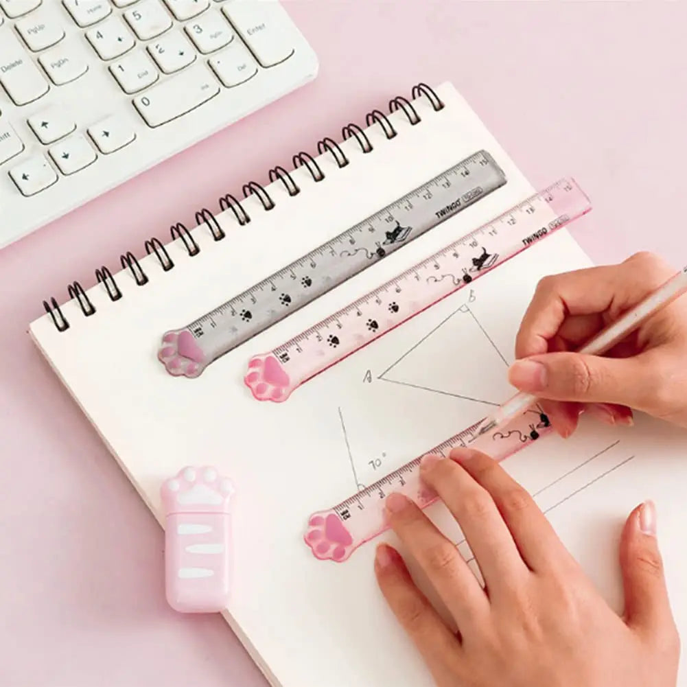 15cm Kawaii Cat Claw Ruler – Cute Cartoon Plastic Straight Edge