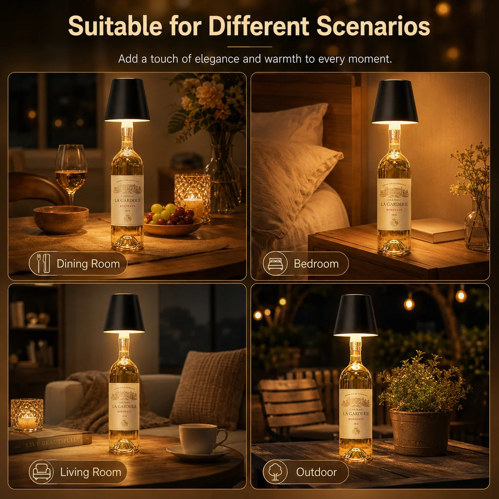 Wireless LED Bottle Lamp Rechargeable RGB Dimmable Wine Bottle Light Portable for Bar Restaurant Camping Party Decor Night Light Zpaxo