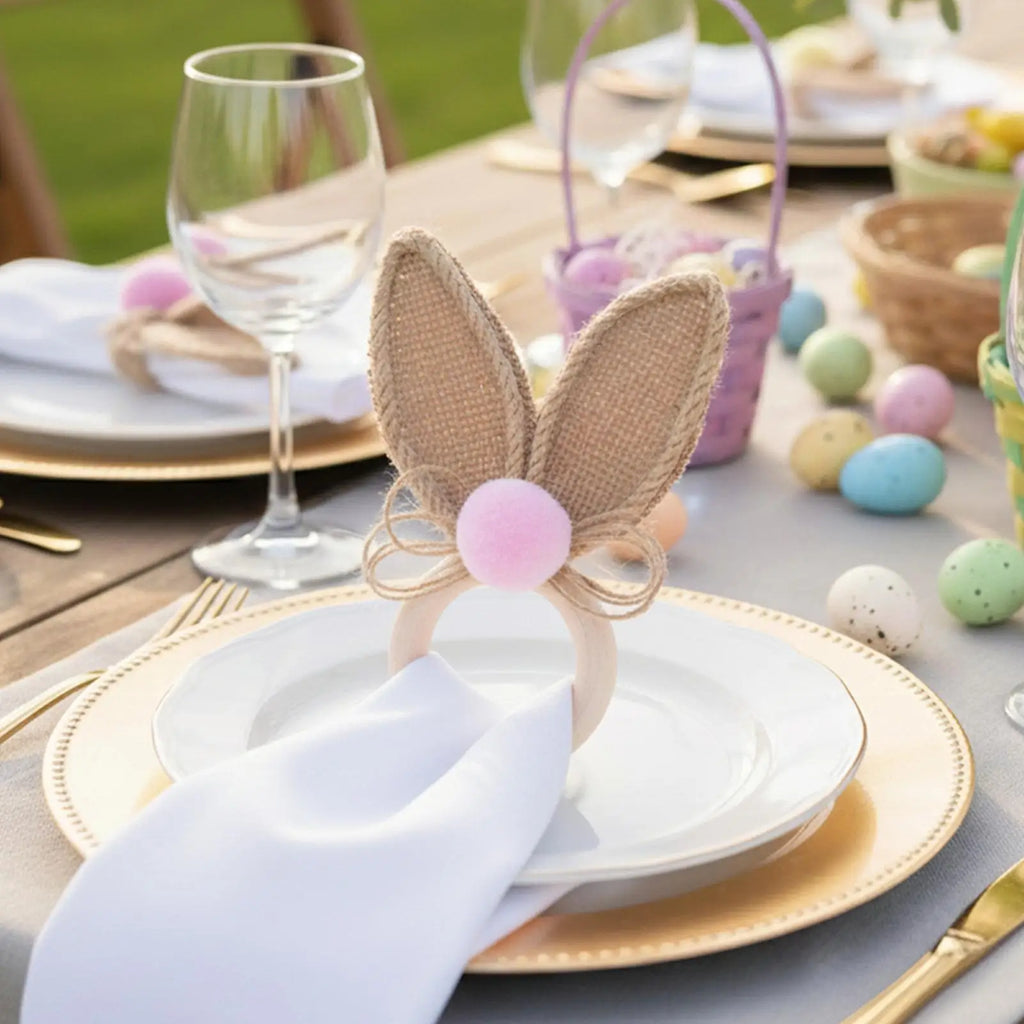 Easter Napkin Rings 6 Bunny Ear Spring Serviette Table Settings Decor
