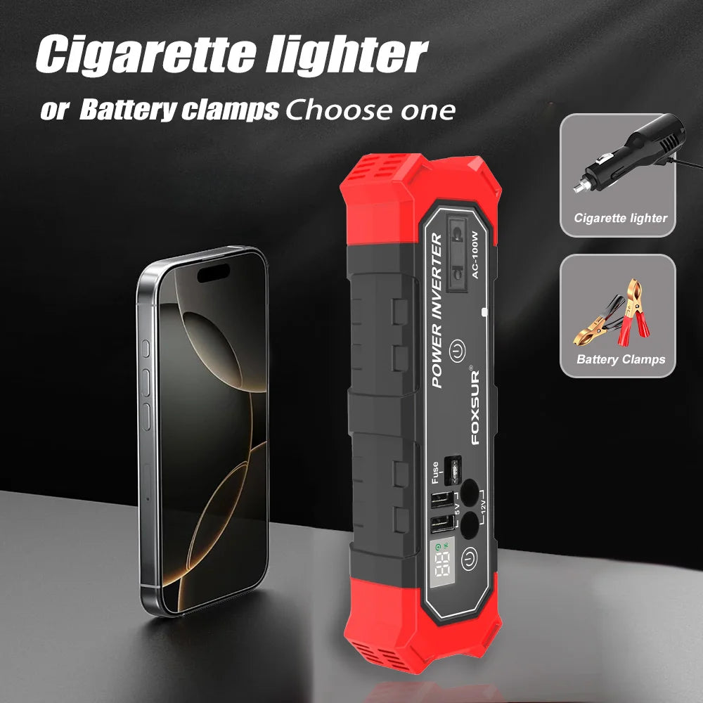 Car Power Inverter DC 12V AC 230V USB Battery Clip Cigarette Lighter