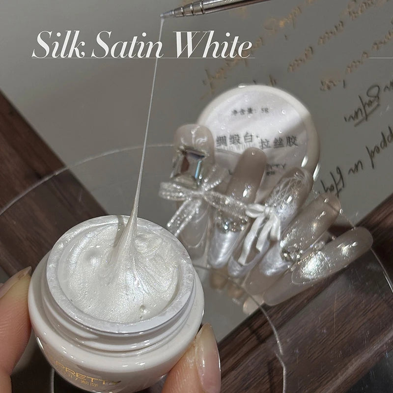 Silk Satin White Wire Drawing Gel Nail Art Elastic Wire Drawing Gel DIY Designs Sculpting Gel for Painting Designing Outlining Zpaxo