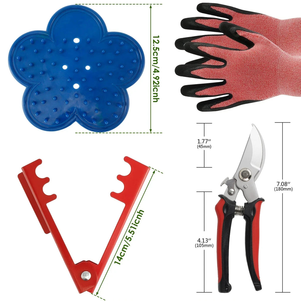 Rose Leaf Thorn Stripper Portable Garden Hand Tool Set Ergonomic Rose Thorn Remover Tool Labor-saving with Gloves for Gardening Zpaxo