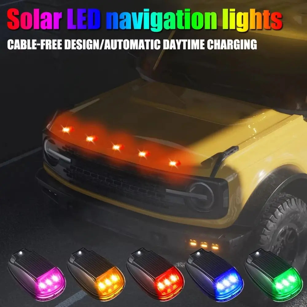 Wireless Solar LED Flash Light RGB Powered Roof Strobe Lights Auto Zpaxo