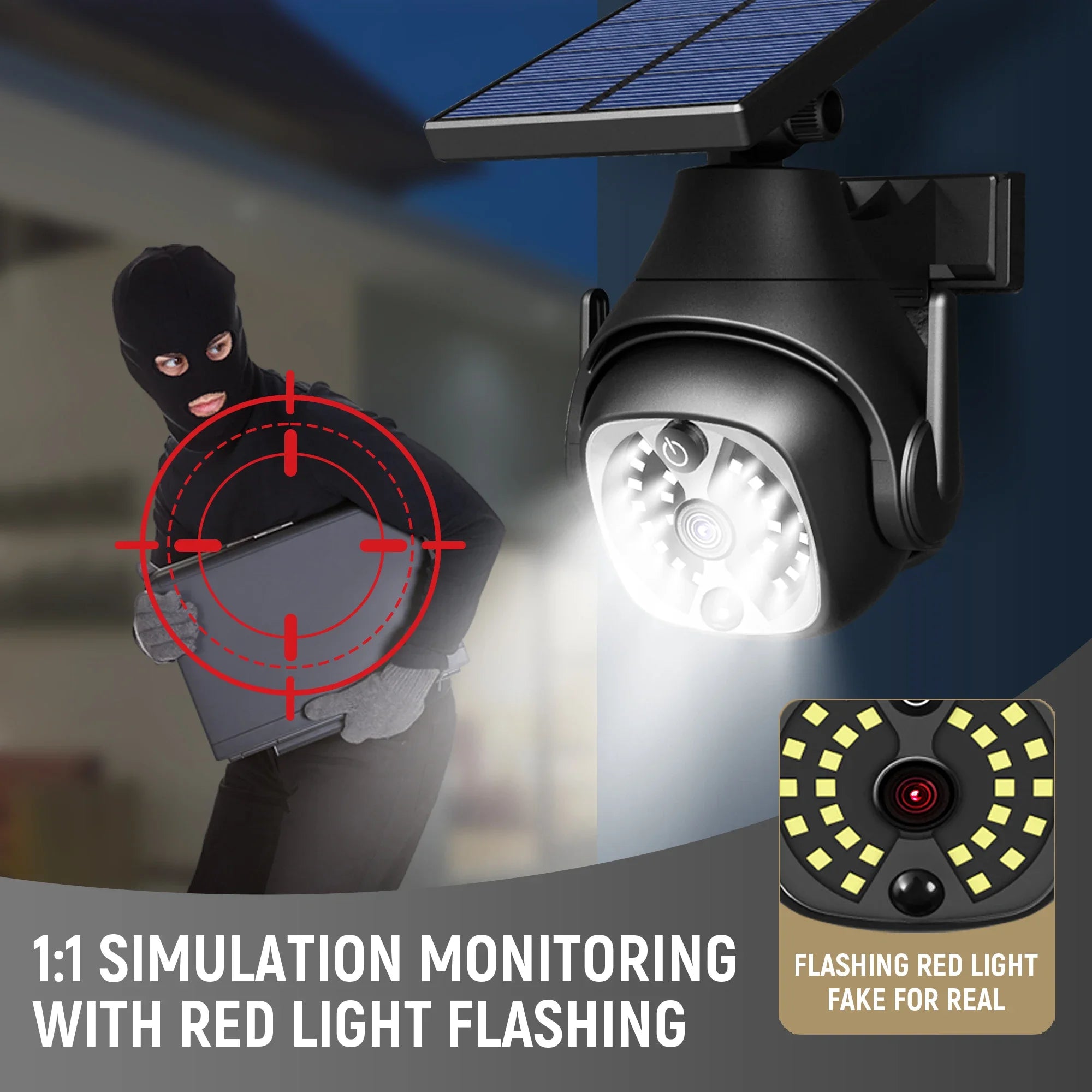 Solar Wall Light Motion Sensor LED Lamp Camera Energy Saving Outdoor Zpaxo