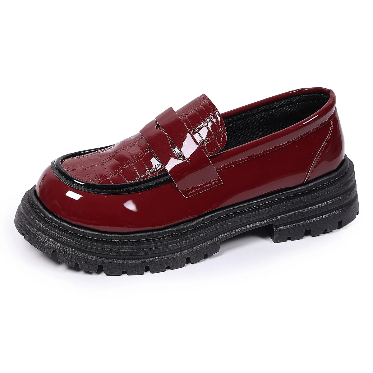 Women's Thick Soled Single Shoes Comfortable Fashion Casual Mid Heels Zpaxo Red 34