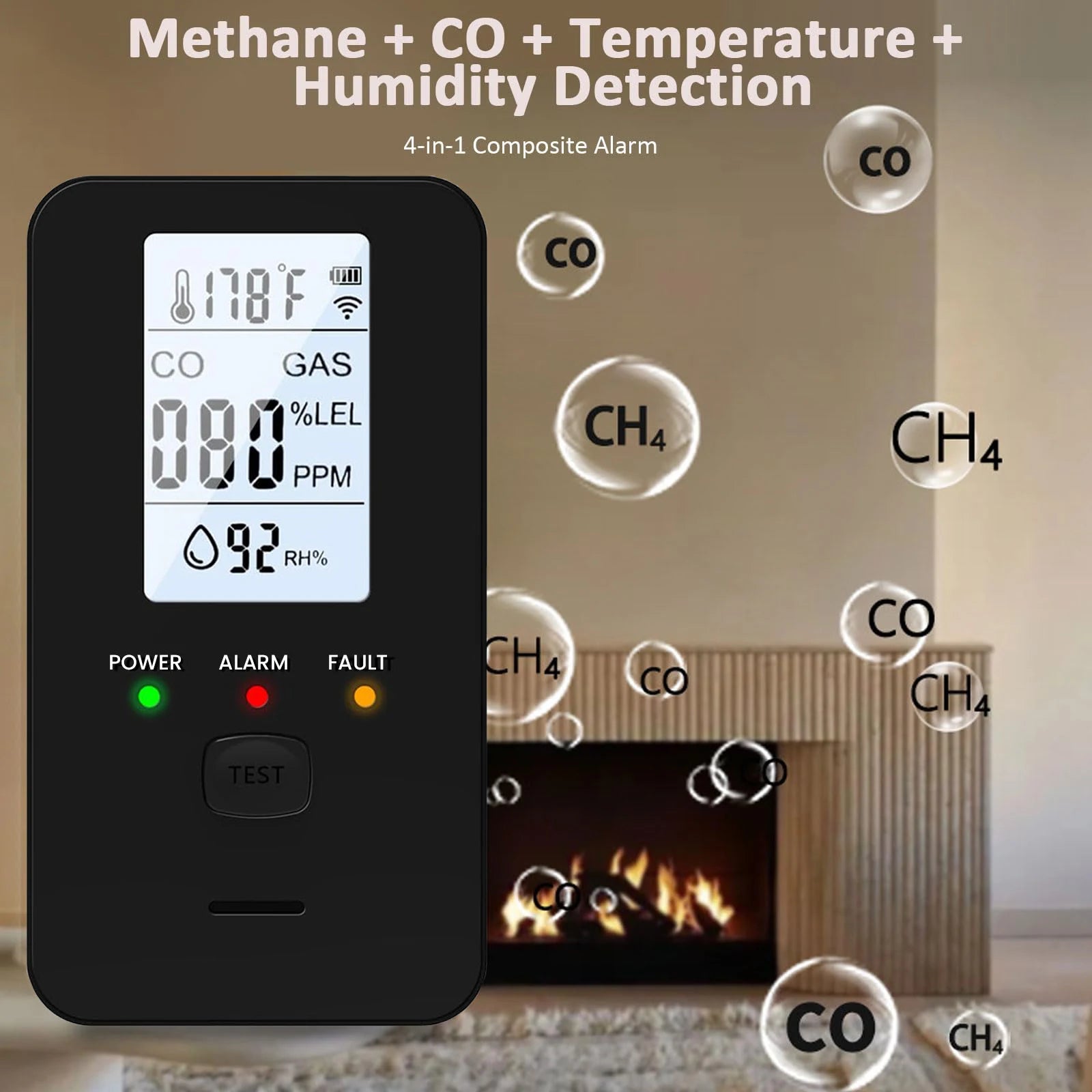 Natural Gas & Carbon Monoxide Detector, Plug in Carbon Monoxide Alarm,Propane,Methane,4-in-1 Combustible Gas & CO Detector Alarm Zpaxo