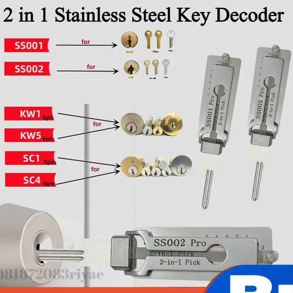 1 Stainless Steel Key Decoder Portable Precision Hook Pickup Hand
