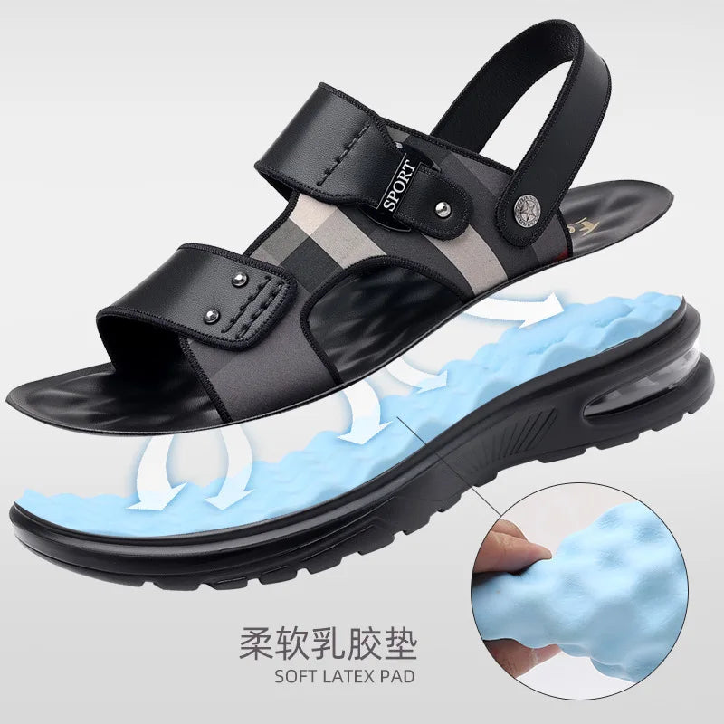 Men Shoes Summer Fashion Sandals Air Cushion Leather Slipper Youth Zpaxo