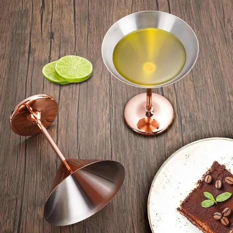 2-Pack Stainless Steel Martini Glasses – Mirror Finish & Easy Clean Cocktail Glass Set Zpaxo