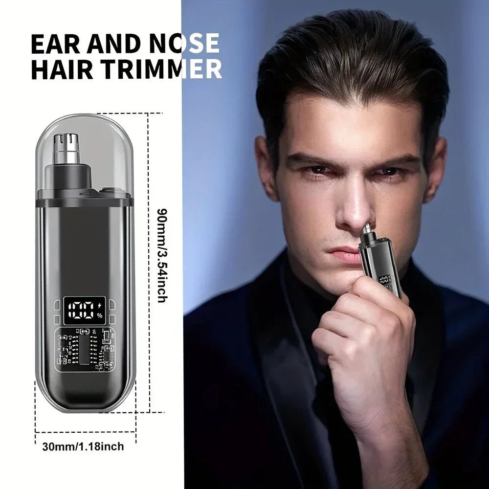 USB Rechargeable Nose & Ear Hair Trimmer for Men, Portable Mini Compact Design with Fast Charge, Electric Grooming Kit Zpaxo