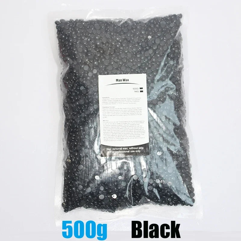 1000g/500g/400g Wax Bean For Hair Removal Fast Painless Body Bikini Leg Arm Hair Remove Hard Wax Beans For Wax Heater Machin Zpaxo 500g-Black