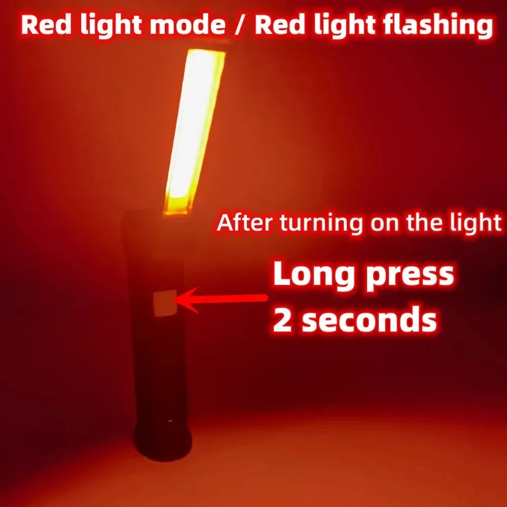 COB LED Magnetic Work Light – USB Rechargeable Folding Torch